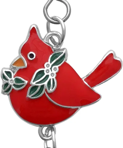 Vista 3 de Cardinals - Ganchos para adornos con gancho en S y pinza de langosta – Juego de 10 – Cardenales con hojas de acebo – Accesorios de Navidad