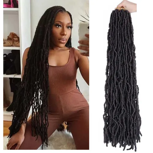 Vista 40 de 6 Paquetes Soft Locs Cabello de Ganchillo Pre Looped Faux Locs Trenzas de Ganchillo Goddess Locs Dreadlocs Cabello Sintético Para Mujeres Negras 1b