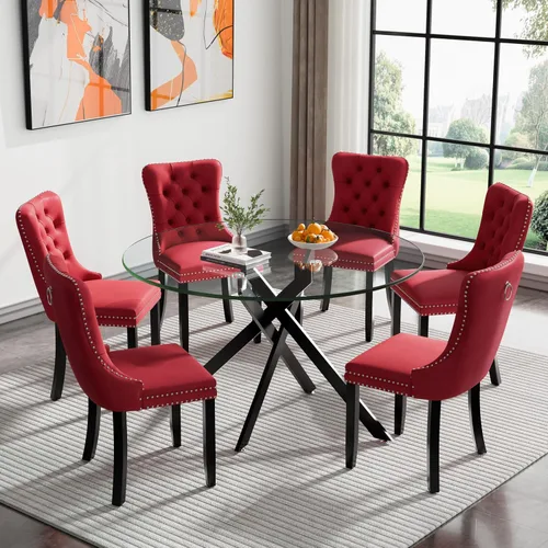Vista 71 de Juego de mesa de comedor de cristal plateado moderno de 47 pulgadas para 2, juego de mesa de comedor de cocina redonda de 3 piezas con patas
