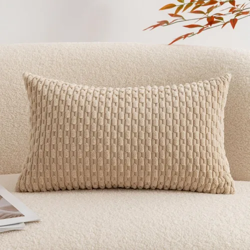 Vista 16 de UGS UGASA - Funda de almohada decorativa de pana suave de 18 x 18 pulgadas, funda de almohada cuadrada a rayas estilo bohemio para sofá, sala