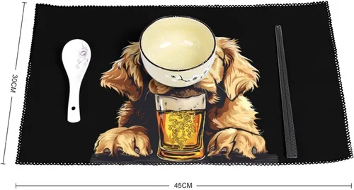 Vista 2 de Retriever Dog Beer Placemats Set of 6 Resistant Table Mats Washable Place Mats for Dinner Party Table Decoration