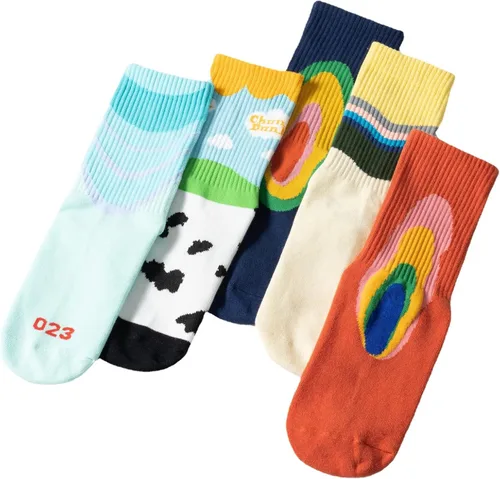 Vista 7 de Yoga Pilates Socks with Grips for Women Non Slip Solid Graffiti Cushioned Crew Socks for Barre Ballet Dance
