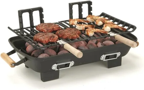 Vista 2 de Marsh Allen 30052 - Parrilla a carbón, hibachi, hierro fundido, 10 pulgadas x 18 pulgadas