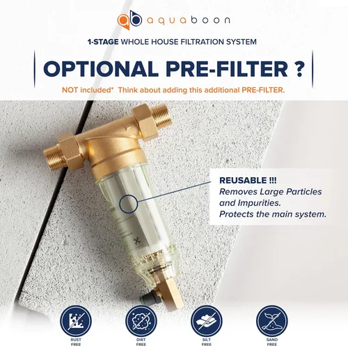 Vista 9 de Sistema de filtro de agua de 2 etapas para toda la casa con filtros de carbono y GAC de 20 x 4.5 contra cloro y olor, manómetro y liberación, llave