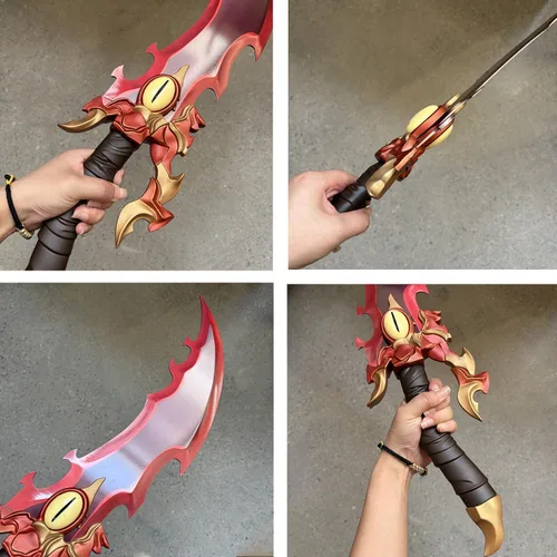 Vista 7 de Espada de Baran de metal de 24.8 pulgadas con soporte de exhibición para colección, versión Cosplay-Eye