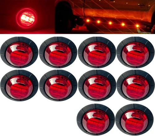 Vista 12 de Paquete de 10 luces LED de 3/4 pulgadas, color ámbar, con 3 LED, para remolque, camiones, autobuses, vehículos marinos, vehículos recreativos