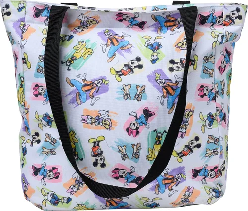 Vista 8 de Disney Bolsa de viaje con cremallera de Mickey Minnie Donald Daisy Goofy Plutón Print Blanco