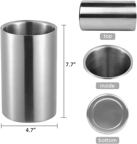 Vista 3 de Jolitac Cubo enfriador de vino, cubo enfriador de vino de doble pared de acero inoxidable, mantiene el frío durante horas, enfriador de botellas