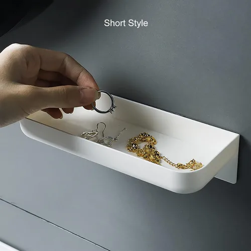 Vista 2 de Estante flotante de plástico adhesivo para colgar en la pared, organizador de ducha para baño, cocina, almacenamiento adicional necesario