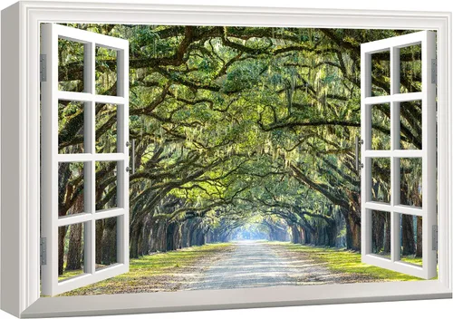 Vista 42 de Cuadro decorativo con diseño de ventana moderna blanca con vista, de la marca Wall26®