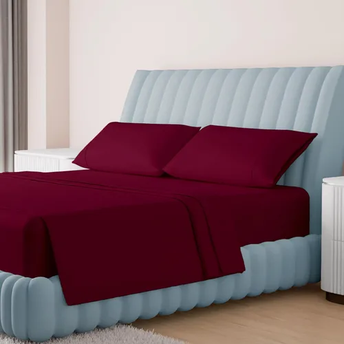 Vista 21 de Carressa Linen Sábanas de alta cantidad de hilos tamaño Queen – Serie 1000 sábanas 100% algodón egipcio tamaño Queen (4 piezas, rubor), tejido Blush