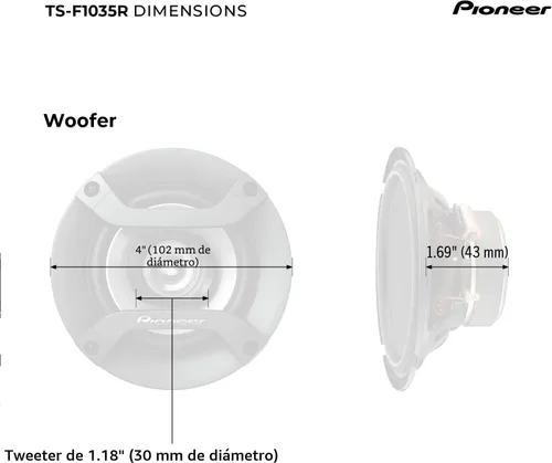 Vista 6 de PIONEER F-Series TS-F1035R - Altavoces de 2 vías de 4 pulgadas (par) - 150 W máximo, sonido equilibrado + agudos suaves, gran reemplazo original
