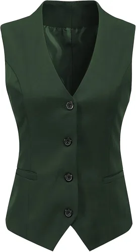 Vista 5 de Chaleco formal de 4 botones con cuello en V para mujer