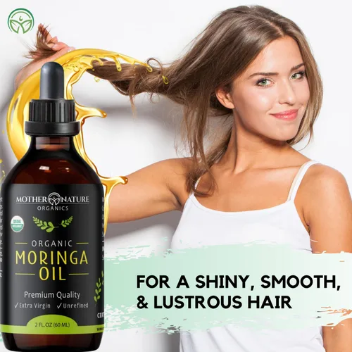 Vista 4 de Aceite de moringa orgánico certificado por USDA, 100% puro, prensado en frío y sin refinar sin gluten (2 onzas), hidratante natural para piel, cara