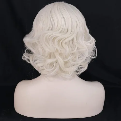 Vista 4 de Peluca rizada rubia para mujer, peluca de cabello rubio ondulado