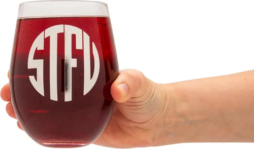 Vista 3 de BigMouth WTF & STFU Monogram Copas de vino