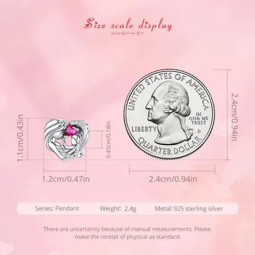 Vista 6 de MUNDELL Authentic 925 Sterling Silver Pistol with Rose Charm Mom Heart Shaped Bead Charm Bird Pendant Charm for Original Silver Bracelet or Bangle