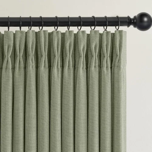 Vista 80 de Cortinas opacas de lino plisado natural de 96 pulgadas de largo