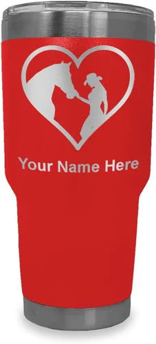 Vista 18 de LaserGram Vaso aislado al vacío de 20 onzas, corazón de vaquera de caballo, grabado personalizado incluido (negro)