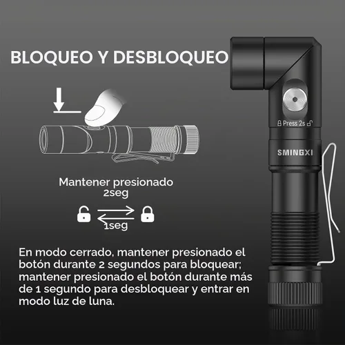 Vista 4 de Linterna recargable de ángulo recto EDC de 1400 lúmenes