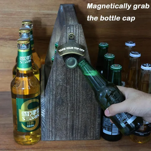 Vista 3 de Abrebotellas magnético de latón montado en la pared con imanes integrados montado en la mesa bronce antiguo (paquete de 3)