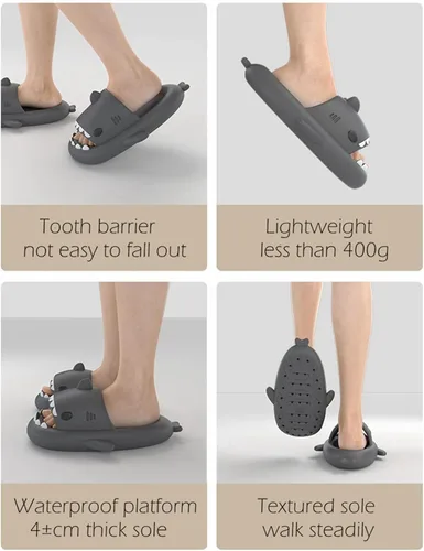 Vista 6 de Sandalias de tiburón, sandalias Cloud Shark para hombres y mujeres, suela gruesa, antideslizantes, suaves, puntera abierta, sandalias