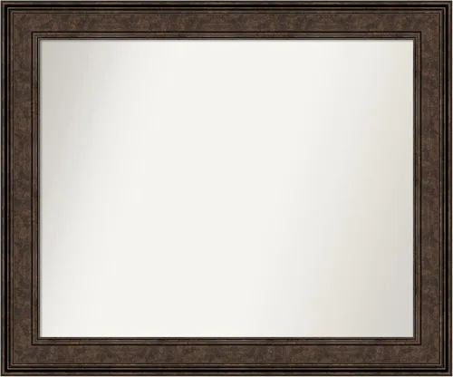 Vista 416 de Amanti Art Espejo de pared personalizado no biselado (25 x 25 pulgadas), marco de bronce acentuado, varios tamaños personalizados, espejo de baño