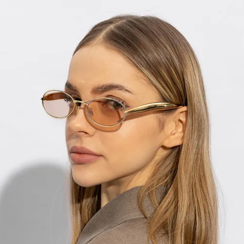 Vista 6 de GRFISIA Retro Oval Sunglasses for Women Men 70s Trendy Sardine Gold Metal Frame Sun Glasses Shades UV400 Protection