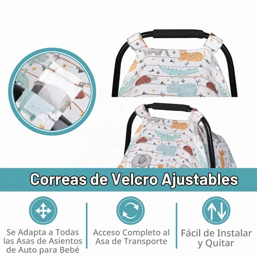 Vista 2 de Metplus Funda de muselina para asiento de coche para bebés, funda transpirable para asiento de coche infantil, funda ligera para portabebés
