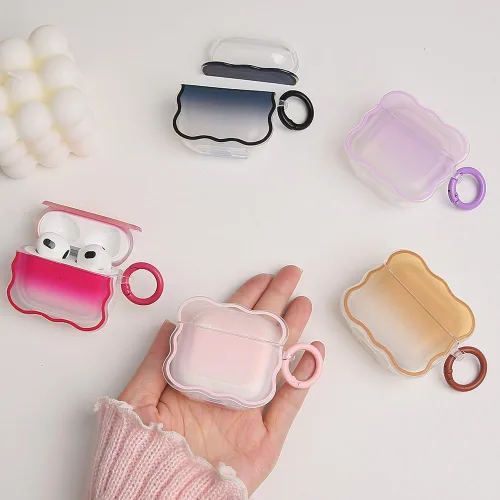 Vista 9 de Funda compatible con Apple AirPods Pro de 2 generación 2022, bonito diseño de ondas, a prueba de golpes, suave y transparente, protector AirPods