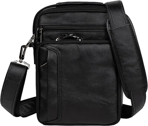 Vista 2 de Leather Small Messenger for Men - Women Shoulder Chest Travel Bag - Crossbody Bag