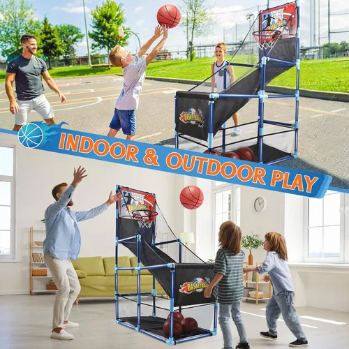 Vista 3 de OCHIDO Juego de baloncesto arcade con 4 pelotas, para niños de 3, 4, 5, 6, 7, 8, 9, 10 años y más, para niños de 3 a 5,6 a 8 años, 8 a 10 años
