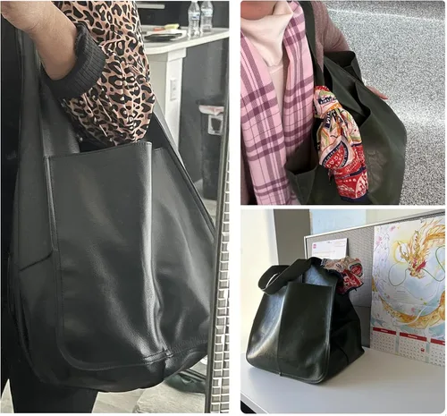 Vista 3 de KlaOYer - Bolso de mano de cuero de gran capacidad, bolso de trabajo, bolso hobo de piel sintética, bolso de mano y bandolera grande, bolso de viaje