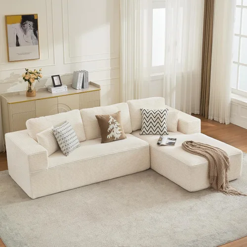 Vista 11 de Sofá modular Cloud de 106 pulgadas con diván en forma de L, moderno sofá modular sin hueso con asiento profundo, sofás tapizados para sala de estar
