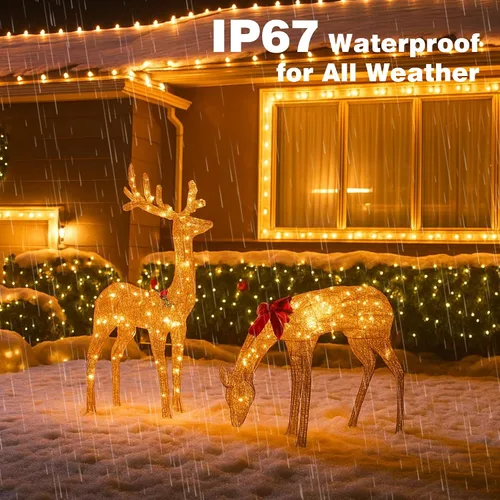 Vista 6 de Luces de Navidad de 400 LED de 131 pies, IP67 impermeables, luces Christmastree con 8 modos, control remoto, 3 temporizadores y función de memoria