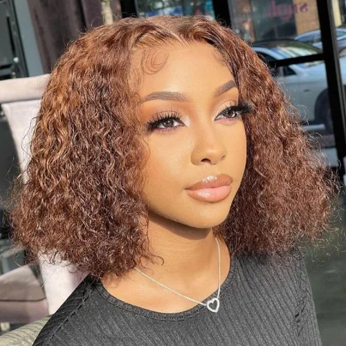 Vista 20 de Pelucas cortas de 10 pulgadas estilo Bob 13x4 con ondas profundas, peluca de pelo humano estilo Bob con encaje frontal HD de 200% de densidad