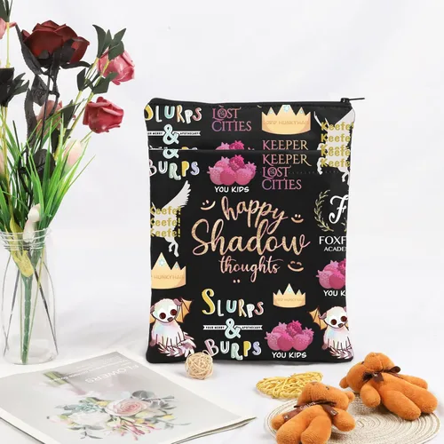 Vista 4 de Funda de libro de regalo inspirada en novela de fantasía para amantes de los libros, protector de libro de regalo con cremallera (Happy Shadow)