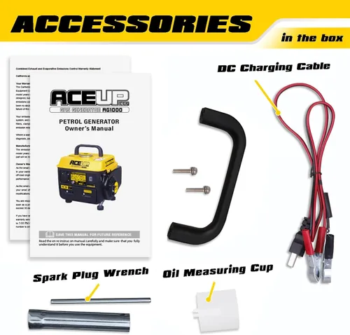 Vista 5 de Aceup Energy - Generador a gasolina de 1000 W, pequeño, portátil, para campamento, ultraligero, cumple con las normativas de la EPA y la CARB