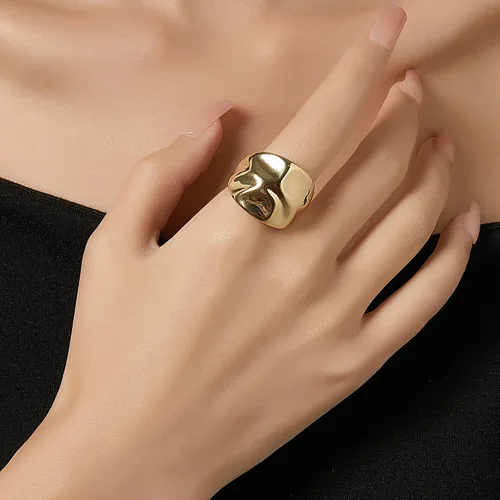 Vista 4 de Anillos de oro para mujer, chapados en oro de 18 quilates, anillos gruesos para regalo