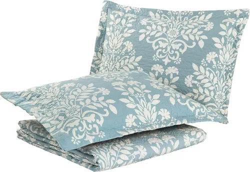 Vista 6 de Juego de edredón Laura Ashley, color azul., Algodón, Azul brisa, gemelo