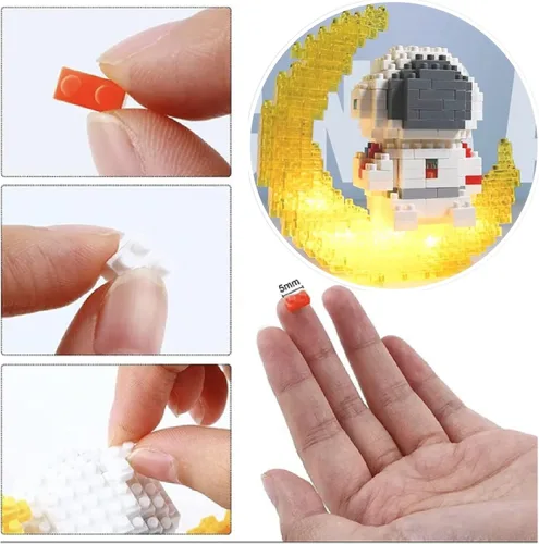 Vista 3 de Finger Rock Mini juegos de construcción de astronauta para adultos, kit de construcción de micro bloques y juguetes pequeños, regalos geniales