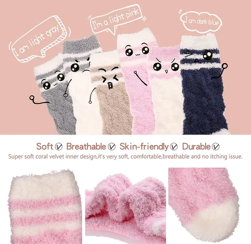 Vista 5 de EBMORE Womens Fuzzy Socks Slipper Fluffy Cozy Comfy Cabin Plush Warm Winter Sleep Home Soft Socks