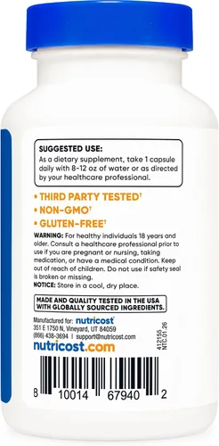 Vista 5 de Nutricost Lactobacillus Acidophilus 10 mil millones de UFC, 120 cápsulas vegetarianas