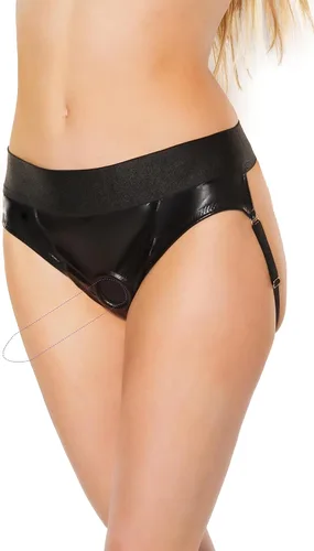 Vista 5 de Coquette Tanga de arnés negro para mujer