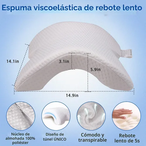 Vista 2 de Almohada para dormir para parejas, almohada arqueada de espuma viscoelástica en forma de U con agujero de brazo, proporciona comodidad y apoyo
