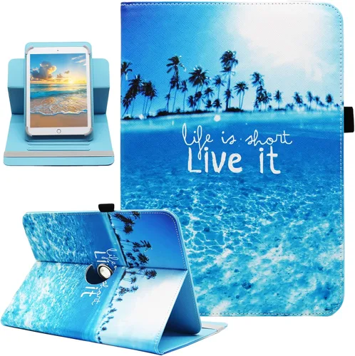Vista 30 de Funda universal para tablet Android de 10 y 10.1 pulgadas, Dluggs de piel sintética con rotación de 360 grados, soporte multiángulo