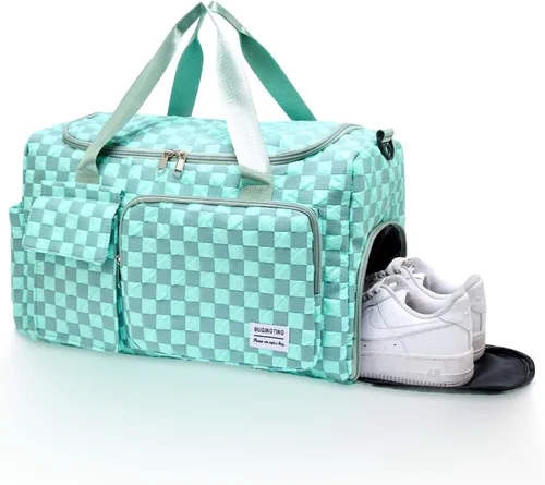 Vista 422 de Pequeña bolsa de gimnasio para mujer, bolsa de viaje con compartimento para zapatos
