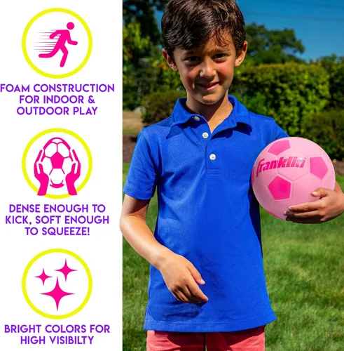 Vista 3 de Franklin Sports Pelota de fútbol de espuma para niños, mini pelota de fútbol juvenil de espuma suave, pelota de fútbol de juguete para interiores