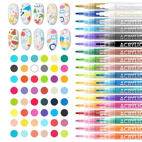 Vista 12 de IONSGAKO Juego de bolígrafos de arte de uñas de 12 colores, bolígrafos de esmalte de uñas, bolígrafo de dibujo de arte de uñas, secado rápido