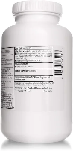 Vista 3 de PHARBEST Aspirina 325 mg Fuerza regular 1000 comprimidos sin recubrimiento